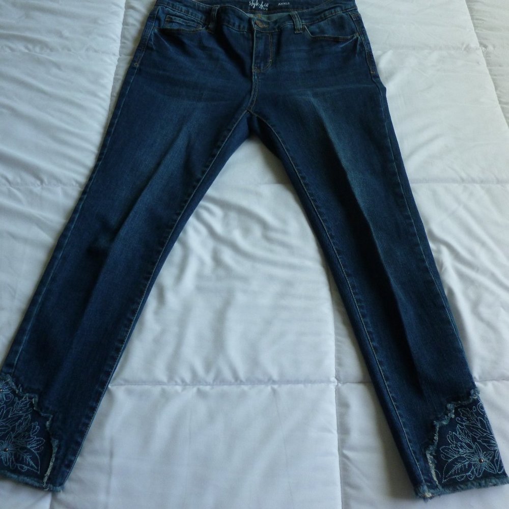 Style & Co Ankle Pants Jeans with embroidered hem